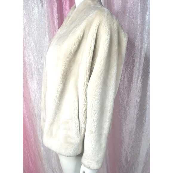 Vintage Borgana Faux Mink Fur Cream Swing Open Front Jacket Size Large - Picture 4 of 9